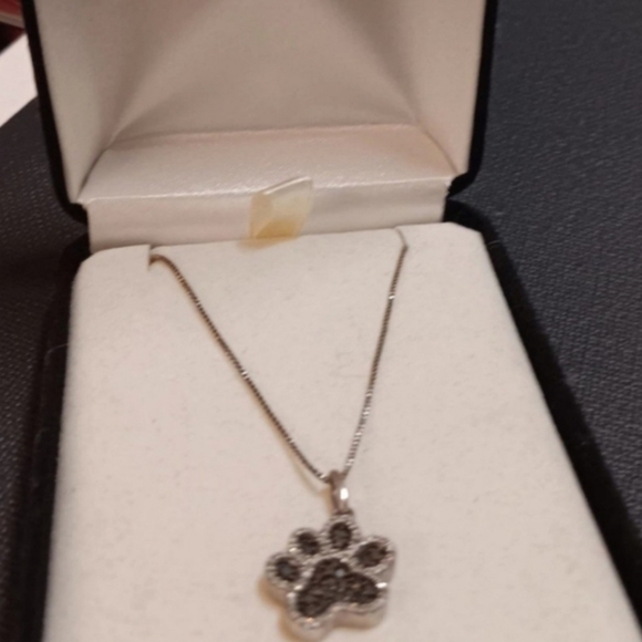 RARE 😻KAY JEWELERS😻 ANIMAL PAW PENDANT NECKLACE 925 Silver Black Onyx Diamond - Picture 7 of 7